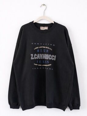 NWT Vintage‎ Z Cavaricci Blue Jeans Black 90s Crewneck Sweatshirt Made in USA